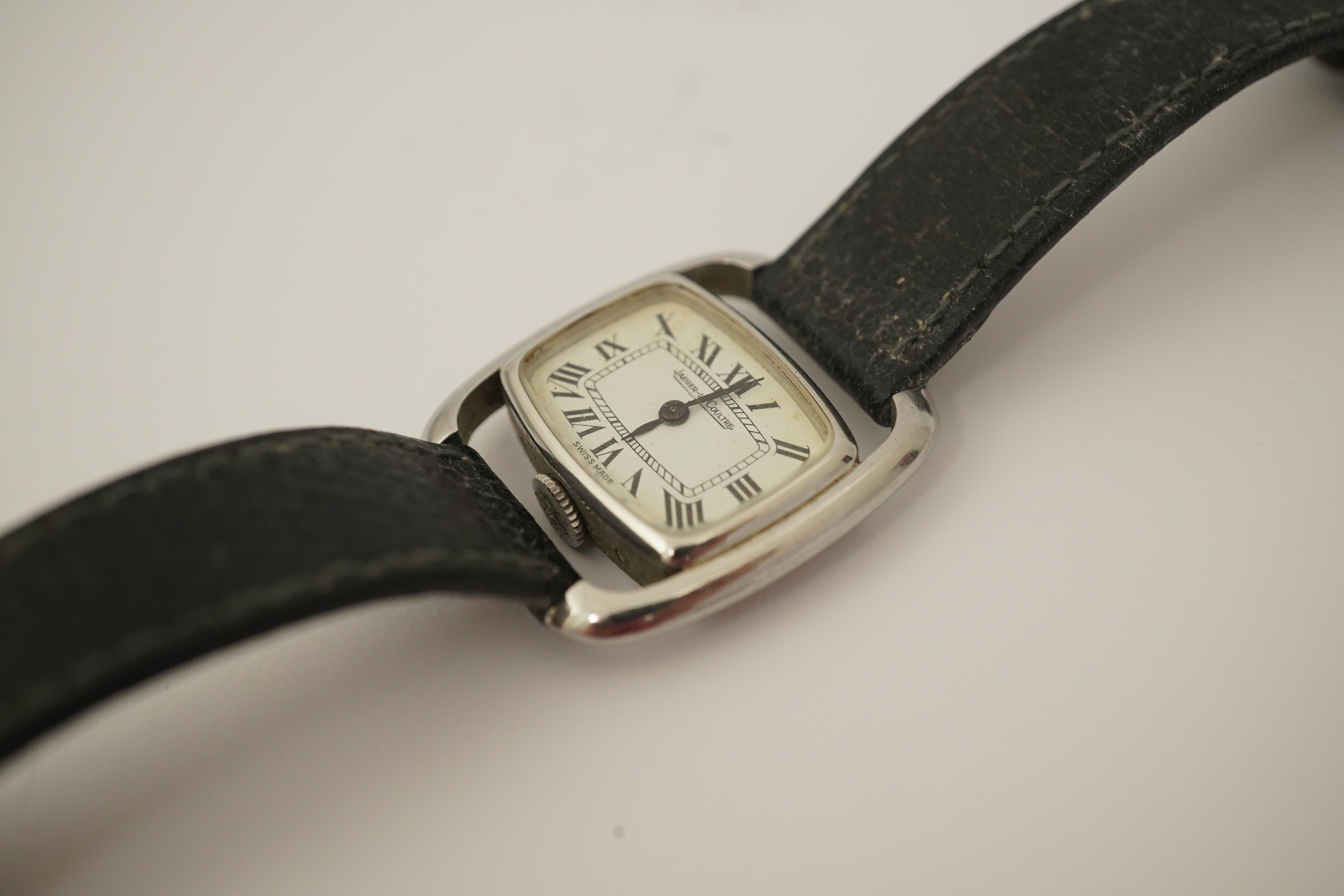 A lady's stainless steel Jaeger LeCoultre Etrier manual back wind wrist watch